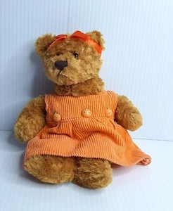 Vintage Plushland 8" Teddy Bear Plush Orange Dress Stuffed Animal Toy 2000 - Imagen 1 de 6