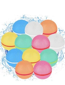 12Pack Reusable Water Balloons for Kids Refillable Quick Fill Water Splash Balls - Picture 1 of 7