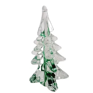 Árbol de Navidad de vidrio de colección mediados de siglo moderno cinta verde centro arte vidrio 6,25" - Imagen 1 de 14