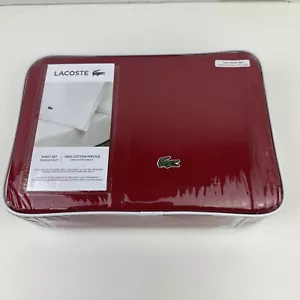 Juego de sábanas lisas Lacoste 100 % algodón percal - chile doble NUEVO - Imagen 1 de 7