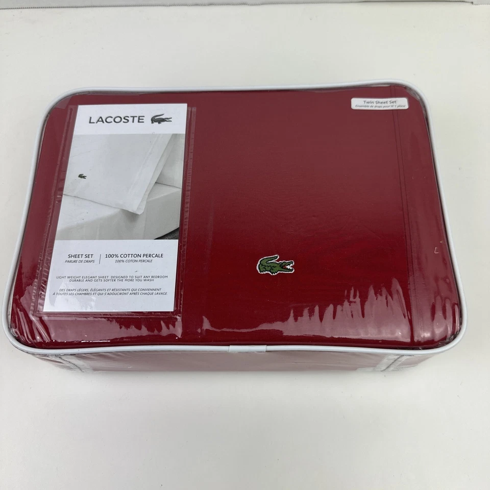 Juego de sábanas lisas Lacoste 100 % algodón percal - chile doble NUEVO Foto 1 de 4