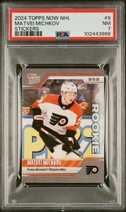 2024 Topps Now NHL #9 Matvei Michkov Stickers Rookie RC PSA 7 - Picture 1 of 2