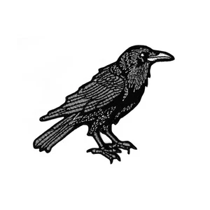 Parche bordado para planchar cuervo - diseño exclusivo de pájaro cuervo gótico - Imagen 1 de 2