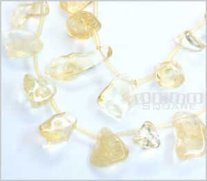 16" Natural Citrine Nugget Pendant Beads 10-26mm+ 15083