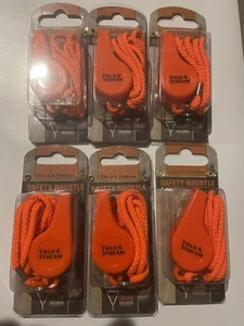 Silbato marino de seguridad de emergencia Field and Stream plástico naranja con cordón 6 piezas - Imagen 1 de 6