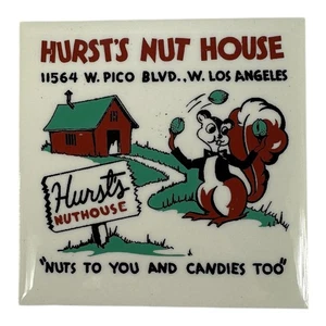 Vintage HURST'S NUT HOUSE TILE / LOS ANGELES. Humor Collectible Tile. RARE - Picture 1 of 4