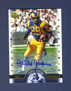HAROLD JACKSON: 2005 UPPER DECK LEGENDS OF FOOTBALL (LS-HJ) AUTOGRAPHED CARD - Picture 1 of 2