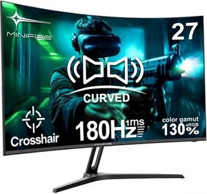 27 Inch Gaming Monitor, 180Hz, Curved Gaming Monitor, Built in Speaker, - Picture 1 of 9