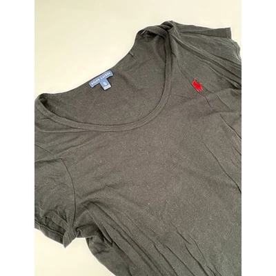 Camiseta Ralph Lauren Negra Algodón Lyocell Cuello Redondo Rojo Pony Logo Mujer XL Foto 1 de 4
