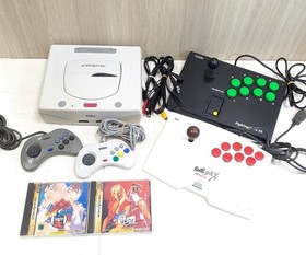 Sega Saturn Console Japan w/ 2 Arcade Sticks Controllers 2 Games Street Fighter