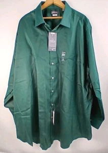 Camicia elegante Van Heusen verde antirughe manica lunga uomo taglia 34/35 3XL nuova con etichette - Foto 1 di 9