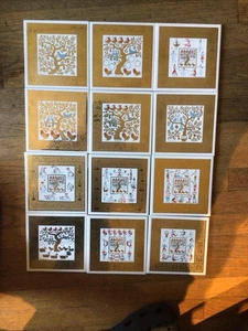 BERGGREN 60er Jahre SCHWEDISCHE ZWÖLF TAGE WEIHNACHTEN FLIESENUNTERSETZER 12-TEILIGES KOMPLETTES SET GEBRAUCHT, IN EINWANDFREIEM ZUSTAND - Bild 1 von 4