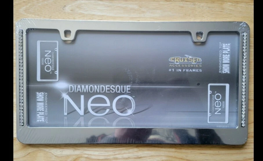 Marco de etiqueta de matrícula cromado de metal “Diamond Bling Crystal” para auto-coche-camión Foto 1 de 1