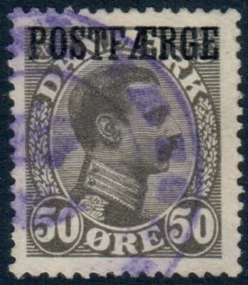 Dinamarca. #Q8a. 1922. Correio de encomendas. 50 Øre, cinza oliva. Muito bom estado usado (PK2379) - Imagem 1 de 2