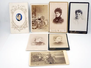 7 Original Antique Photographs Carte De Visite all of Women 5 are named on backs - Picture 1 of 8