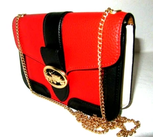 Coach C6440 Georgie Color Block Bright Poppy Red Black White Crossbody Bag NWT - Picture 1 of 10