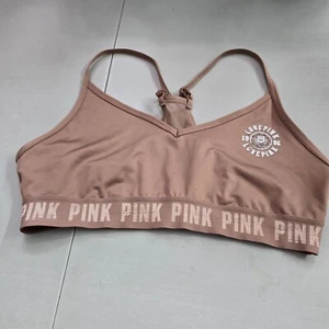 Victoria Secret PINK Women Sports Bra Large Beige Lightly Lined Ultimate - Picture 1 of 7