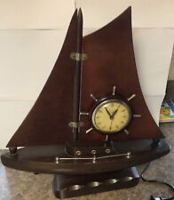Vintage Mid-Century United Wood 19" Tall SailBoat Clock