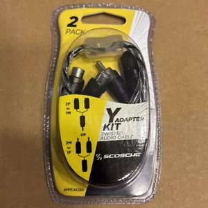 Scosche Y Adapter Kit 2 Pack Twisted Audio Cable Doubles Your RCA Outputs New - Picture 1 of 2