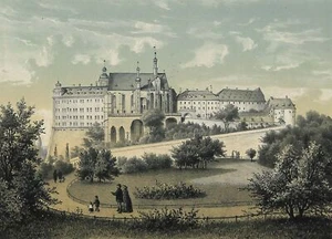 ALTENBURG - Gesamtansicht Residenzschloss - Tonlithographie um 1860 - Picture 1 of 2