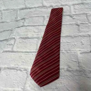 George Martin Collection Adult Tie Red Striped Polyester Neck Men's - Picture 1 of 5