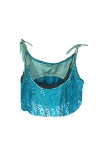 victoria secret medium Teal Flounce Swim Top Summer Spaghetti Straps Padded - Picture 1 of 5