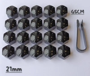 21mm Black Wheel Nut Bolt Covers Universal Gloss 20PCS - Picture 1 of 2