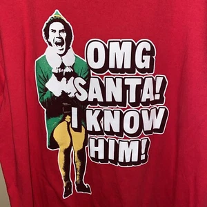 Elf Movie Will Ferrel "Omg Santa! I Know Him!" T-Shirt Men's Size XL - Picture 1 of 5