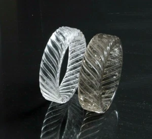 Natural Rock Crystal Quartz Bangle Bracelet Carved Hand Made Natural - Picture 1 of 9