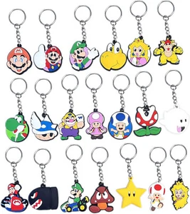 NUEVO Juego de 4 Llaveros Personajes Nintendo Super Mario Goma Parte Trasera Plana 1.5 in. - Imagen 1 de 13