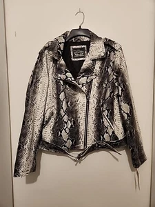 Chaqueta de moto de cuero sintético con estampado de pitón Levi Strauss & Co. nueva con etiquetas - Imagen 1 de 7