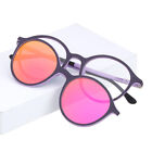 Retro Round Women's Eyeglass Frame Spectacle Magnet Polarized Clip On Sunglasses