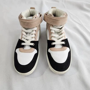 HERMES Free style high-top sneakers shoes leather Suede White Pink Black EU 37 - Picture 1 of 16