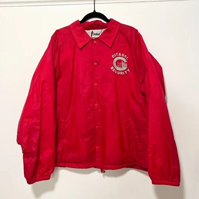 Mens Coach Jacket Red XXL 2XL Citadel Security Nylon w/ Lining Cardinal Brand - Image 1 of 4