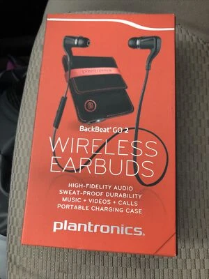 New Plantronics BackBeat GO 2 Wireless Bluetooth Stereo Earbuds BLACK Sealed Box - Image 1 of 3