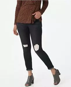 Lisa Rinna Collection Distressed Denim Jeans Womens Size 6 Black QVC $63 - Picture 1 of 4