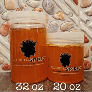 2 PK COOL SPIKES HAIR STYLING GEL MEGA HOLD ALCOHOL FREE NON FLAKING 32 & 20 OZ - Picture 1 of 2