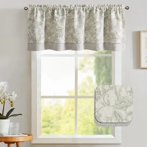 Linen Valance Curtain Sage Floral Pattern Blackout Kitchen Valance fo... - Picture 1 of 8