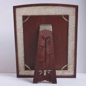 Stunning Antique Chinese Carved Jade & Wood w Easel Back 13” Picture Frame ✨  - Picture 1 of 10