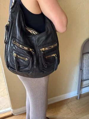 Linea Pelle Soft Leather Black Hobo Purse Handbag  - Image 1 of 4