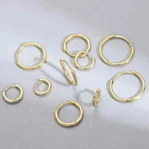 9ct Gold & Silver Sleeper Hoop Earrings Size Men's or Ladies SOLD AS A PAIR - Picture 1 of 4