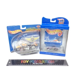 Hot Wheels Harley Davidson Fat Boy Motorcycle & 1997 Scorchin' Scooter - Picture 1 of 8