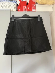 New Look Black Faux Leather PU A-line Short Mini Skirt size UK 12 - Picture 1 of 4