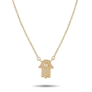 Collar Hamsa de diamantes de 0,10 quilates de oro amarillo de 14 quilates - Imagen 1 de 4