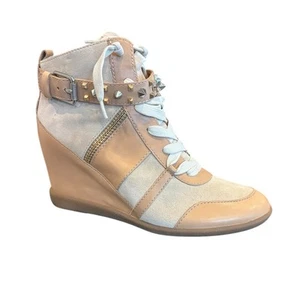 Zapatillas altas Sam Edelman Brogan tacón de cuña estampado tostado talla 9,5 - Imagen 1 de 5