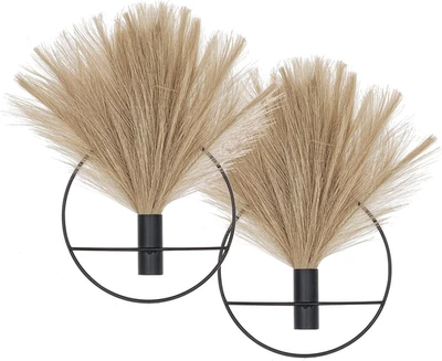 Decoração de parede boho, arte de metal montada na parede, exibição artificial pendurada de pampas, Livi - Imagem 1 de 4