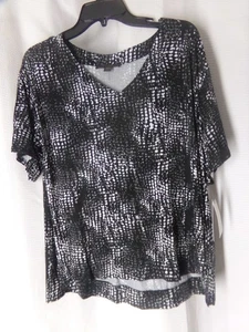 DONNA KARAN Nachtwäsche Nachthemd PJ Top Gr. XLarge schwarz weiß Neu mit Etikett - Bild 1 von 3