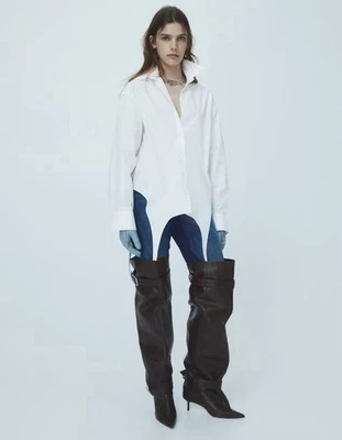 H&M Studio Collection Button Down Shirt With Tabs (White) Women. L. Sold Out - Image 1 of 4