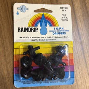 Raindrip Pressure Compensating Dripper 1 Gph Black R110C  10/ card - Picture 1 of 2