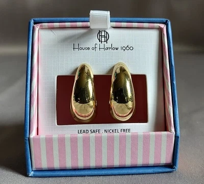 House Of Harlow 1960 - Gold Tone Crescent Hoop Earrings - Image 1 of 4